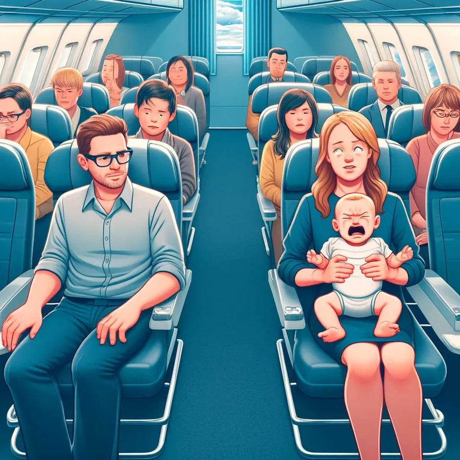 Experience the unexpected on a flight to D.C. with a crying baby onboard. A shared journey of understanding and empathy among passengers ensues.